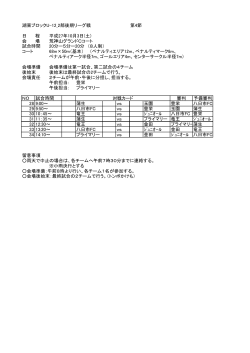 湖東ブロックU-12_2部後期リーグ戦 第4節 日 程 平成27年10月3日(土