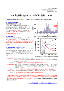 H26 年漁期のあかいか（ソデイカ）漁業について