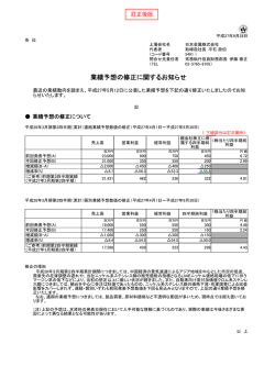 （訂正後版）業績予想の修正に関するお知らせ