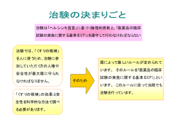 治験は｢ヘルシンキ宣言｣に基づく倫理的原則と、｢医薬品の臨床 試験の