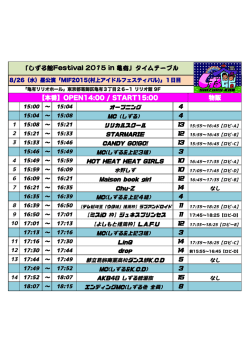 物販 「しずる館FFeessttiivvaall 22001155 iinn 亀有」タイムテーブル