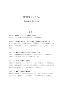 EPOCH プログラム 各実験教室の内容