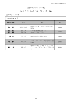 ワークショップ、課題研究シンポジウム一覧