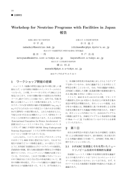 Workshop for Neutrino Programs with Facilities in Japan 報告