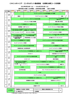 CMCAキャリア・コンサルタント養成講座 札幌第28期コース日程表