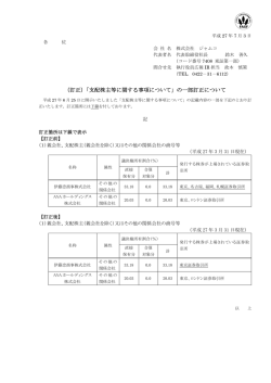（訂正）「支配株主等に関する事項について」の一部訂正について