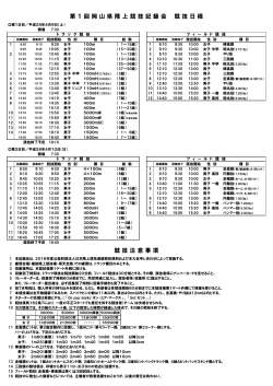 第 1 回 岡 山 県 陸 上 競 技 記 録 会 競 技 日 程 競 技 注 意 事 項