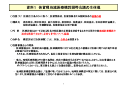 資料1 佐賀県地域医療構想調整会議の全体像