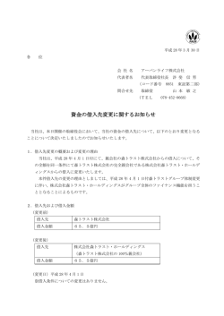 資金の借入先変更に関するお知らせ