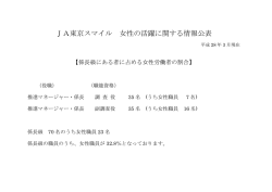 JA東京スマイル 女性の活躍に関する情報公表