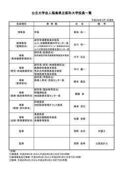 公立大学法人福島県立医科大学役員一覧