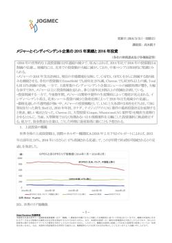 メジャーとインディペンデント企業の 2015 年業績と 2016 年投資