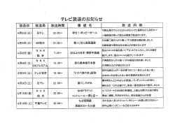 小湊鐵道のテレビ放送予定表（PDF：34KB）