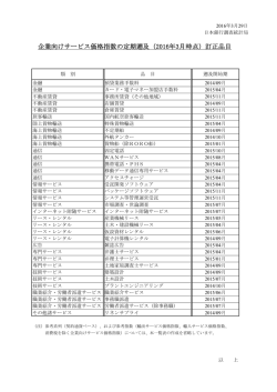 企業向けサービス価格指数の定期遡及（2016年3月時点