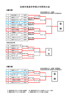 加東市東条杯争奪少年野球大会 優 勝 3 位 優 勝