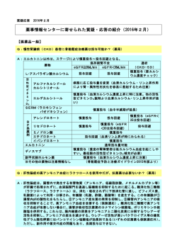薬事情報センターに寄せられた質疑・応答の紹介（2016年2月）