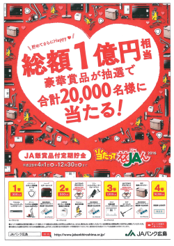 JA懸賞品付定期貯金 当たってええJAん2016