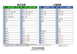 南古谷便 上福岡便 平日の時刻表