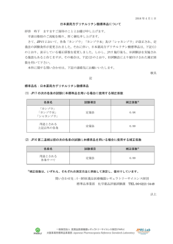 日本薬局方グリチルリチン酸標準品について 拝啓 時下 ますますご清祥