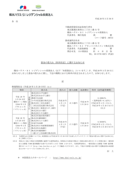 資金の借入れ（利率決定） - 積水ハウス・SI レジデンシャル投資法人