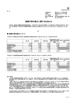 業績予想の修正に関するお知らせ