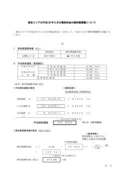 東京エリアの平成 28 年5月分電気料金の燃料費調整について 平均燃料