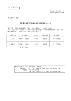 児童福祉施設等の給食の放射性物質検査について 上山市 天童市