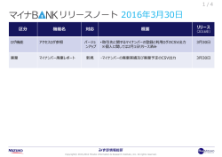 リリースノート 2016年3月30日