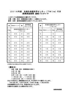 （運休日） 2016年度 先端生命医科学センター（TWIns）行き 授業実施