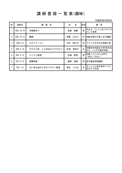 講 師 登 録 一 覧 表（趣味）
