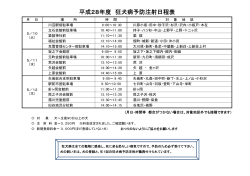 平成28年度 狂犬病予防注射日程表