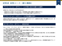 材料コース（修士課程）の教育ポリシー
