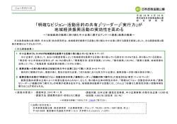 「明確なビジョン・活動目的の共有」「リーダー」「実行力」が 地域経済振興