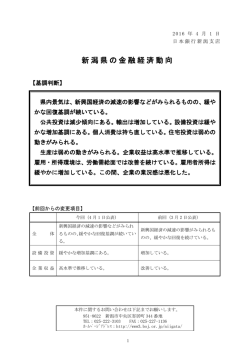 新潟県の金融経済動向