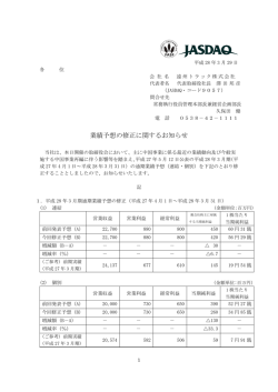 業績予想の修正に関するお知らせ