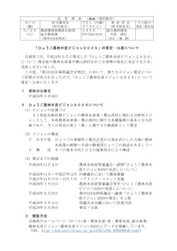 「ひょうご農林水産ビジョン2025」の策定・公表について 兵庫県では