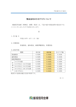 預金金利の引き下げについて