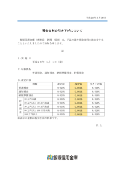 預金金利の引き下げについて