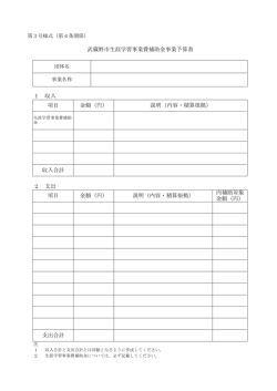 1 収入 2 支出 支出合計 収入合計 項目 金額（円） 説明（内容・積算根拠