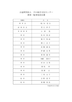 公益財団法人 川口総合文化センター 理事・監事役員名簿