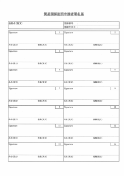 Page 1 会社名(英文) 登録番号 : 登録年月日 : Signature 役職(英文