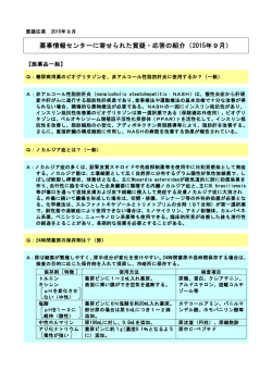 薬事情報センターに寄せられた質疑・応答の紹介（2015年9月）