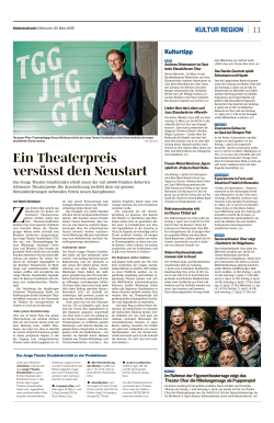 Ein Theaterpreis vers&uuml;sst den