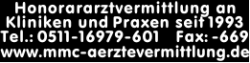 Honorararztvermittlung an Kliniken und Praxen seit 1993 Tel.: 0511