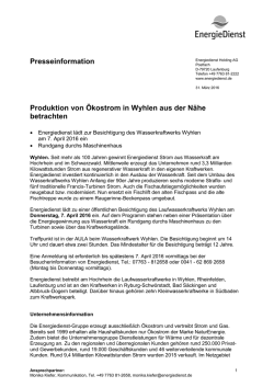 Der Verwaltungsrat der Energiedienst Holding AG hat an seiner