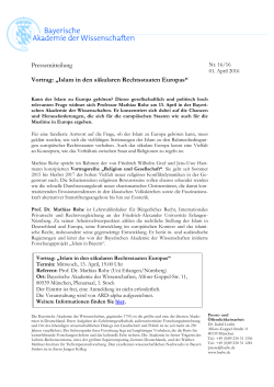 Pressemitteilung zum - Bayerische Akademie der