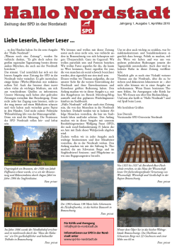 Hallo Nordstadt - Ausgabe 1/1. Jahrgang - SPD