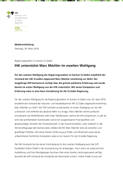 IHK unterstützt Marc Mächler - IHK St.Gallen