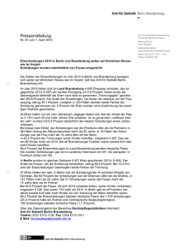 Ehescheidungen 2015 in Berlin und Brandenburg weiter auf