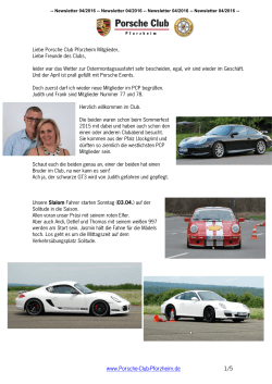 April Newsletter - Porsche Club Pforzheim eV
